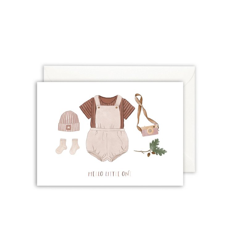 Tarjeta de felicitación · Vestido de bebé | marrón