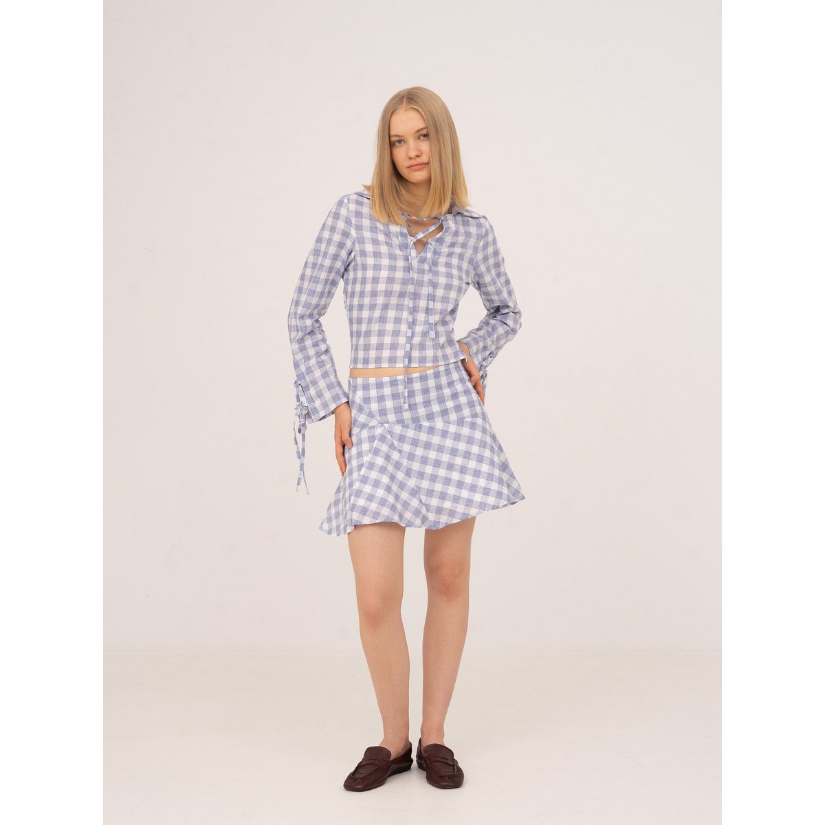 Pendle plaid blå mininederdel