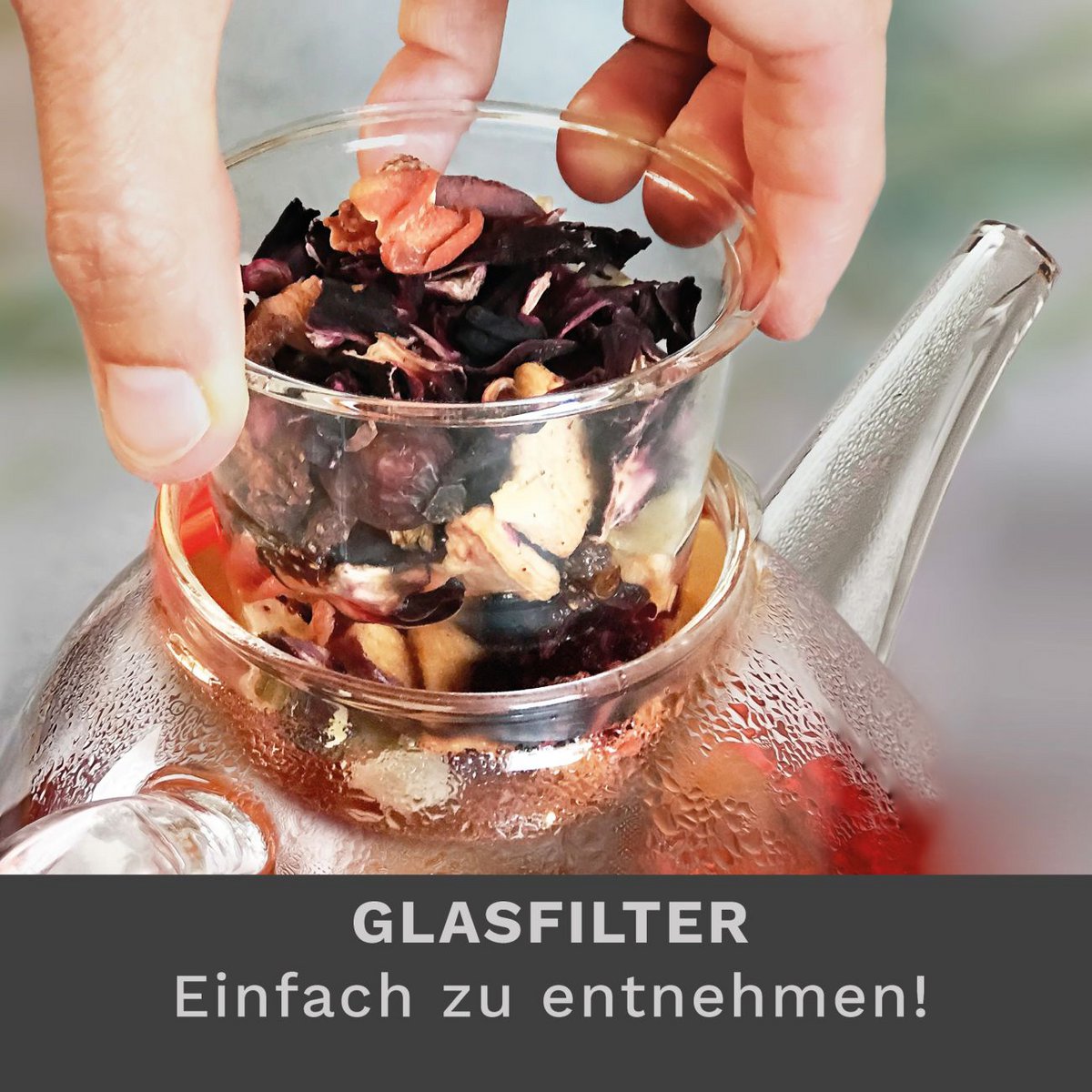Creano Glasteekanne 1,2l mit Sieb & Deckel