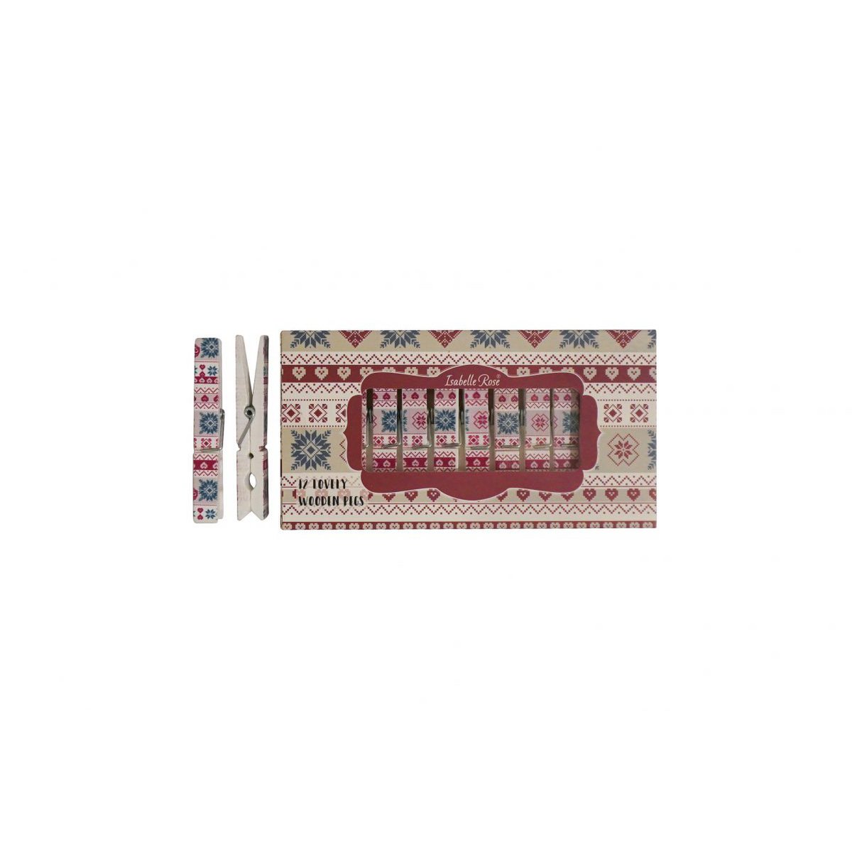 Set di mollette in legno Hygge Holidays 12 psc in scatola Isabelle Rose