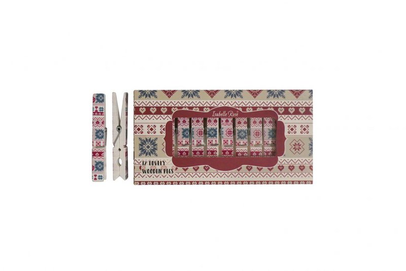 Set di mollette in legno Hygge Holidays 12 psc in scatola Isabelle Rose