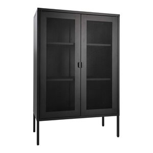 Melbourne Vitrine – Stahl, Schwarz – 80 x 40 x 120 cm
