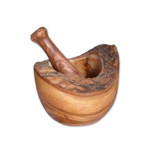 Vijzel rustiek Ø 12 cm incl. stamper van olijfhout