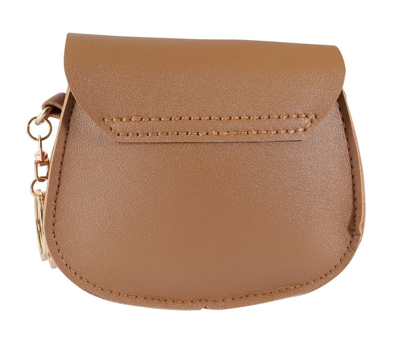 Mini sac avec mousqueton, simili cuir, marron