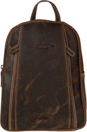 Small cognac color leather ladies backpack from arrigo - elegant light brown buffalo leather