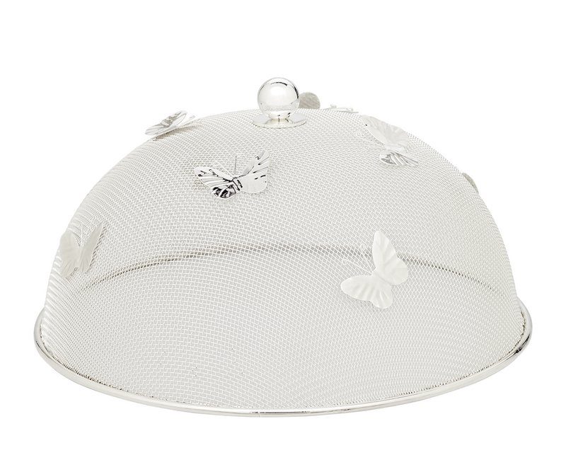 Paraguas protector EDZARD mariposa, elegante plateado, resistente al desgaste, diámetro 30 cm