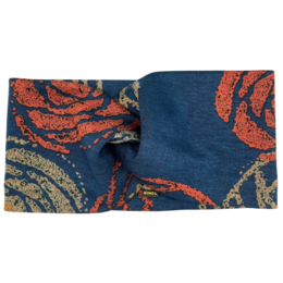 Stirnband Herbst Blau Ocker Rostrot Taupe Ponte Jersey