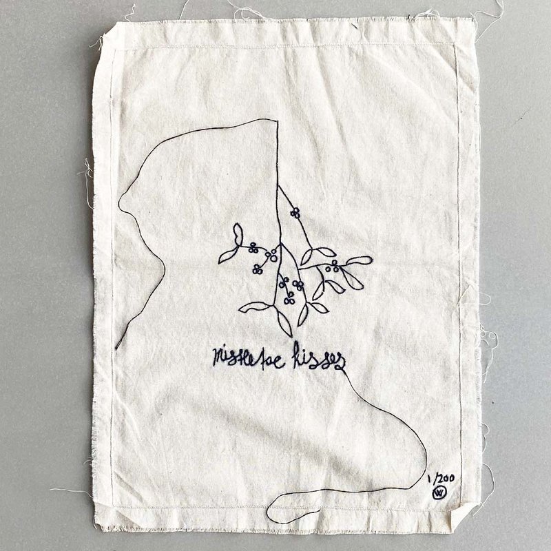 stitched art 'mistletoe kisses'