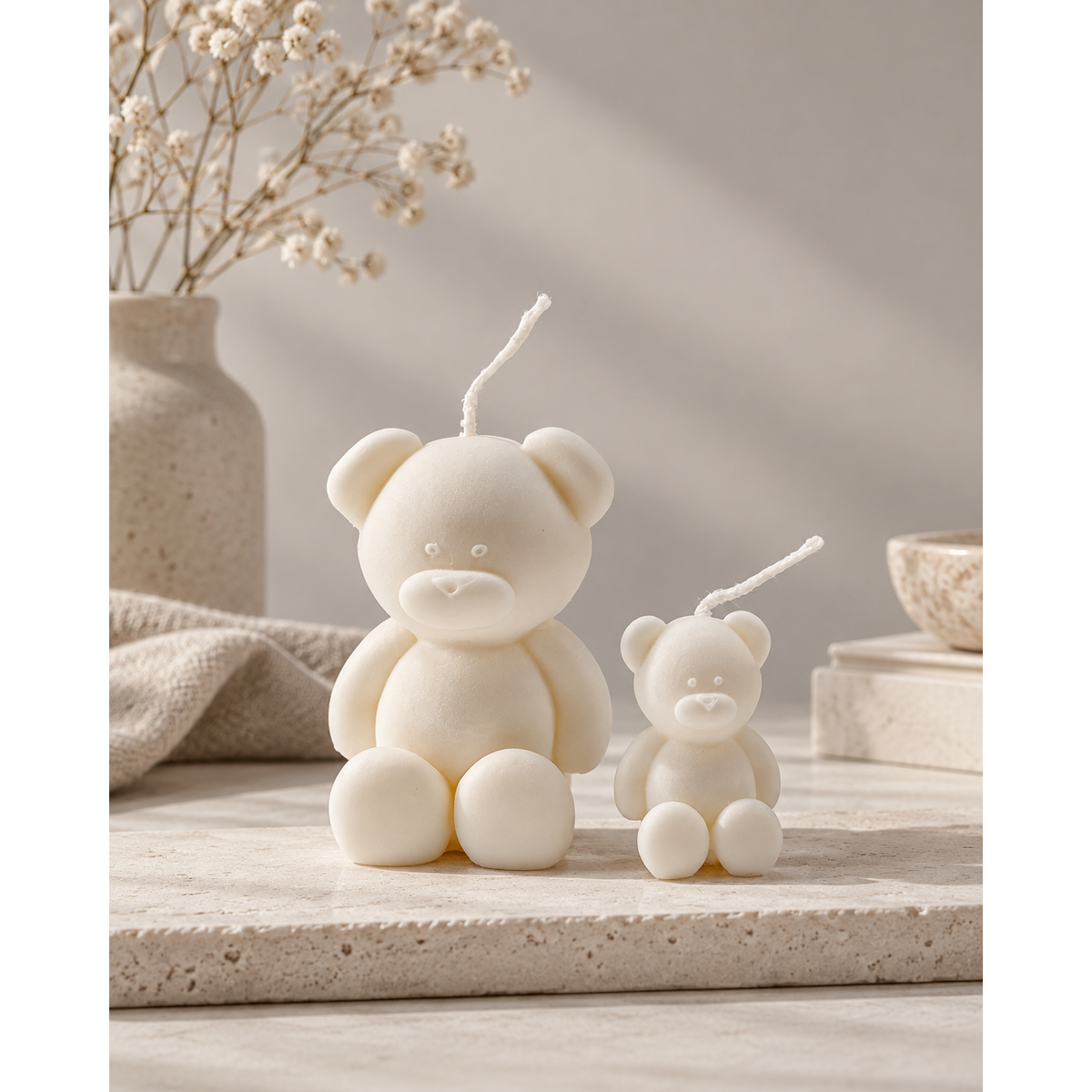 Tiny Ted & Ted teddy bear candle set | rapeseed wax