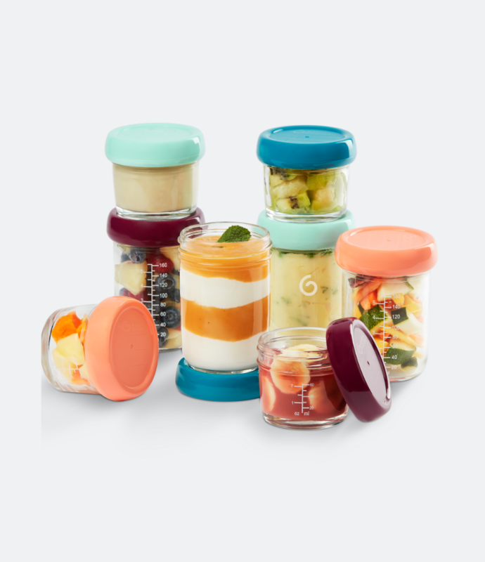 Set of 8 glass baby Babybols + Organic recipe booklet