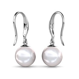 Pearl Hook Earrings - Silver and White