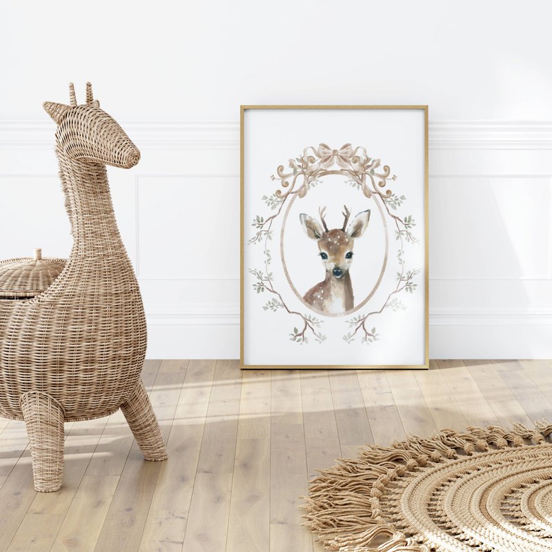 Vintage-Stil Hirsch Poster, Hirsch Poster, Hirsch Druck, süßes Hirsch Poster, Mädchenzimmer Poster, süßer Hirsch Druck, Mädchen Kinderzimmer Kunstdruck, Mädchenzimmer