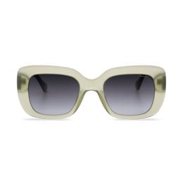 Clovelly Green Sunglasses - Oversized square-shaped sunglasses with a gradient lens in a light green frame.