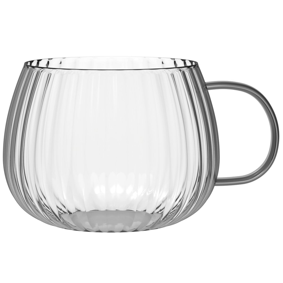 ZESTAW 2 szklanek jednościennych z szarym uchwytem 350 ml TULIP 1203