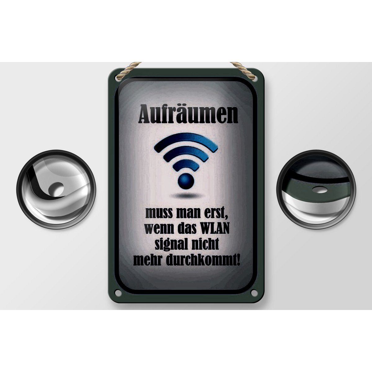 Blikken bordje met de tekst 12x18cm opruimen als WiFi niet aanstaat