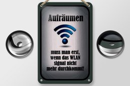 Panneau en étain indiquant 12x18 cm, nettoyez lorsque le WiFi n'est pas sur la décoration