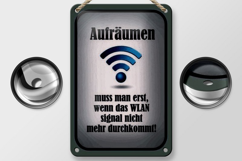 Panneau en étain indiquant 12x18 cm, nettoyez lorsque le WiFi n'est pas sur la décoration