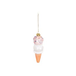 Xmas Hanger - Ice Cream - Glass - Pink/White - 5x15cm