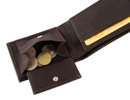 Excellanc mini pung lavet af ægte læder i mørkebrun