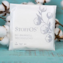 Mouchoirs en tissu, blanc, motif d'emballage StoffOS PUR ou BRANCHE DE COTON