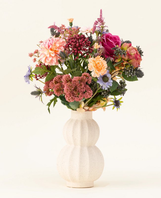 Silke kunstig blomsterbuket Pretty Pastel
