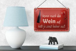 Blikken bordje met de tekst 18x12cm Kom open de wijncadeaudecoratie