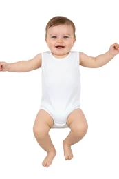 Baby ærmeløs bodysuit, Racer Cut, hvid