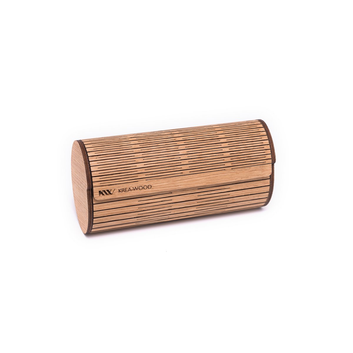 Krea-Wood houten handgemaakte brillenkoker met magneet. Gemaakt door eikenhout, natuurlijke kleur