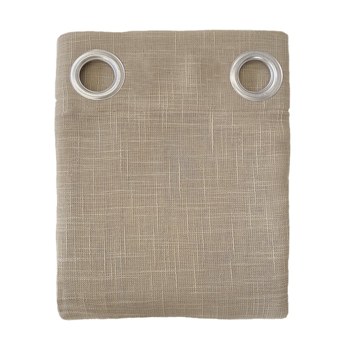 Doorschijnend gordijn gemaakt in oogjes. Kwaliteitsgordijnen gemaakt van gerecyclede materialen. Linnen kleur. Gordijnen voor woonkamer, slaapkamer en keuken.