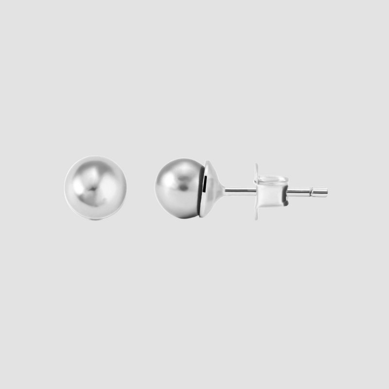 925/- Echt Silber Ohrstecker "Pia" mit grauer Glasperle, Durchmesser 5 mm, 925/rhodiniert