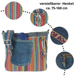 Sunsa duurzame schoudertas voor dames. Schoudertas gemaakt van gerecycled jeans & katoen. Handtas vintage retro stijl. Crossbody tas voor dames. kopie 1