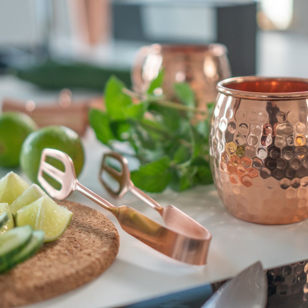 Set de accesorios para coctelería Vogue, 5 piezas – recubierto de cobre