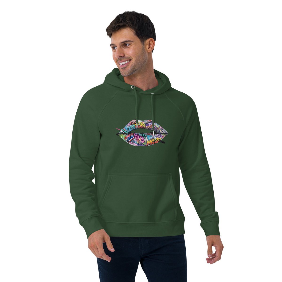 Lipstickjungle unisex økologisk raglan hættetrøje