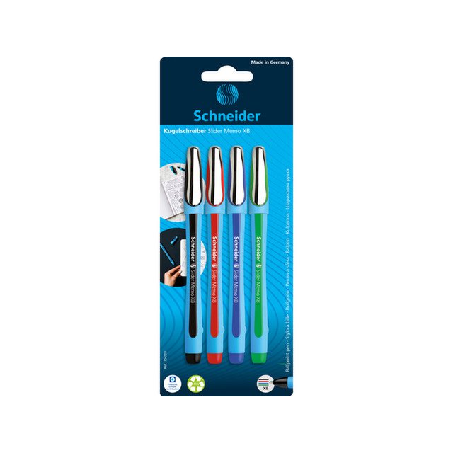 Stylo à bille Schneider Slider XB Memo blister assorti de 4 pcs.