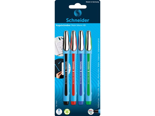 Stylo à bille Schneider Slider XB Memo blister assorti de 4 pcs.
