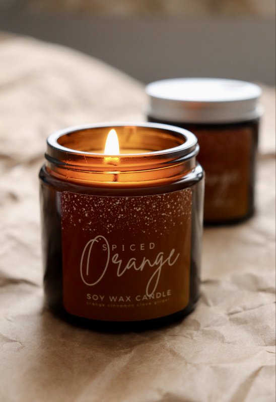 Spiced orange, natural soy wax candle with essential oils