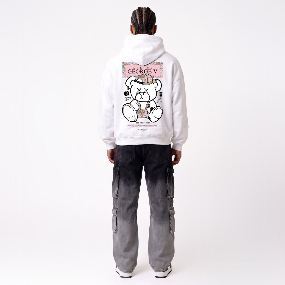 Kapuzenpullover mit Ourson Street-Print in Weiß