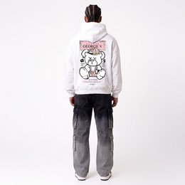 Kapuzenpullover mit Ourson Street-Print in Weiß
