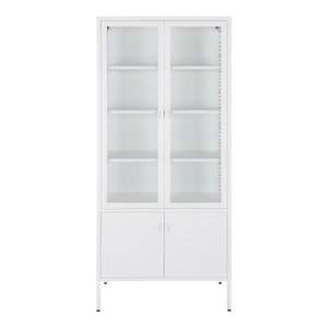 Brisbane Display Cabinet - White, Steel, Glass, 80x35x180cm