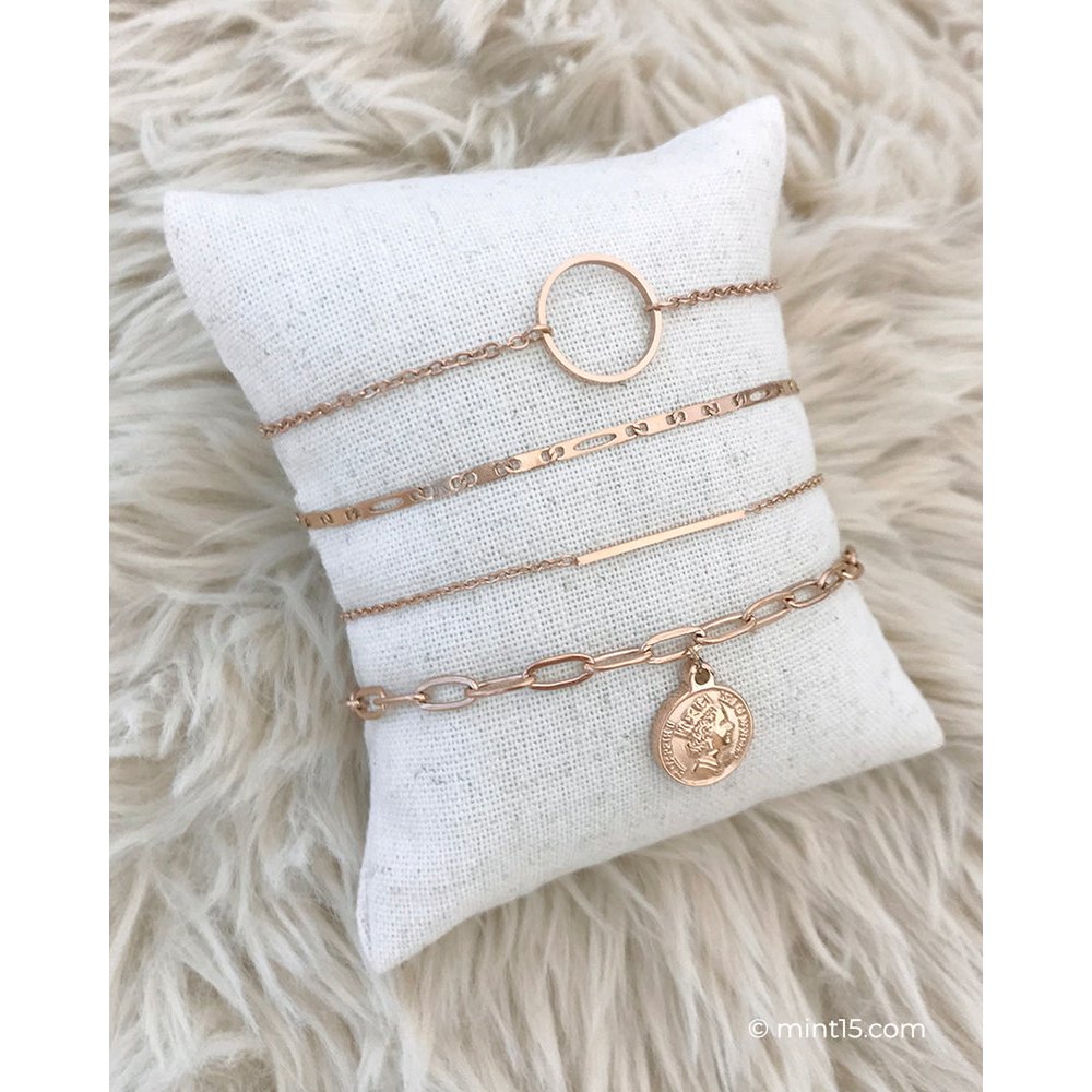 Chain Bracelet with Ring - Rose Gold