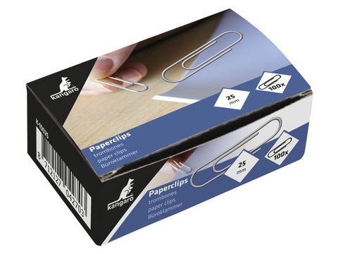 Paper clips Kangaro 25 mm round box 100 pieces, galvanized