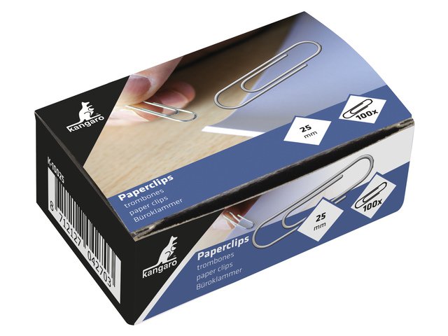 Clips Kangaro 25 mm redondos caja 100 piezas, galvanizados