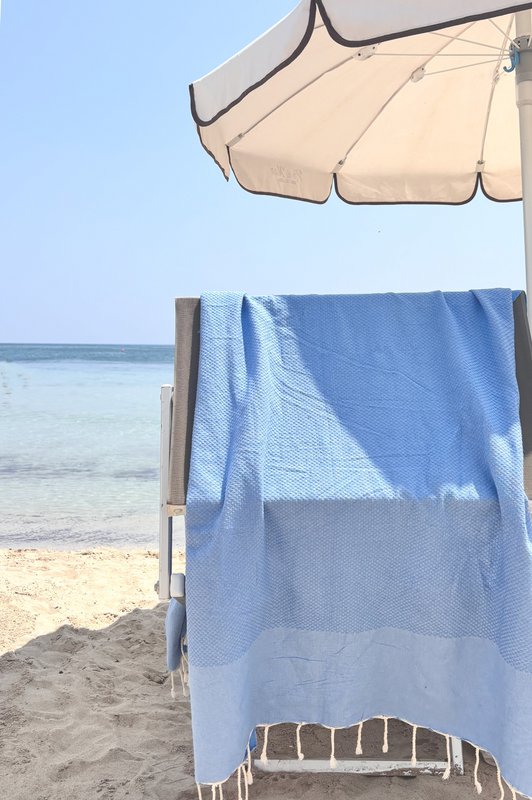Telo Hammam Fouta Waffle - Bleu de Provence - 100x200cm