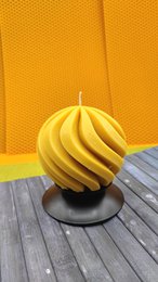 Spiral ball shaped beeswax and soy candle