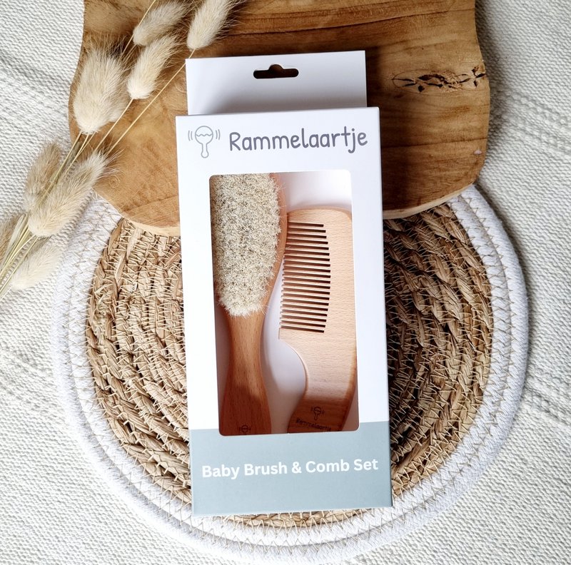 Rattle Wooden Baby Brush and Comb Set