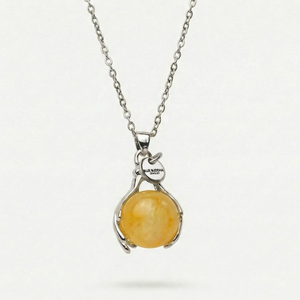 Yellow Jade Embrace Necklace Silver