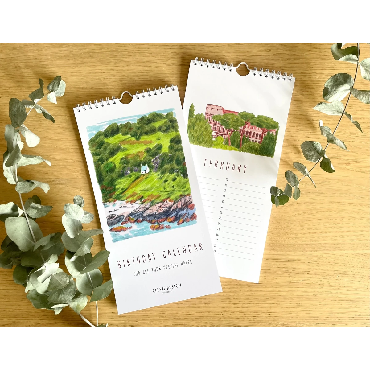 Geïllustreerde Verjaardagskalender I Celyn Art Mixed Media Illustraties