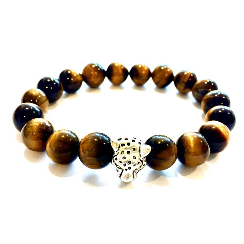 Men's bracelet tiger eye / silver colored tiger bead