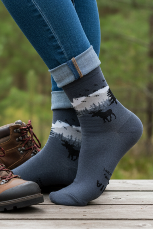 Calcetines de algodón gris FOREST con mensaje divertido