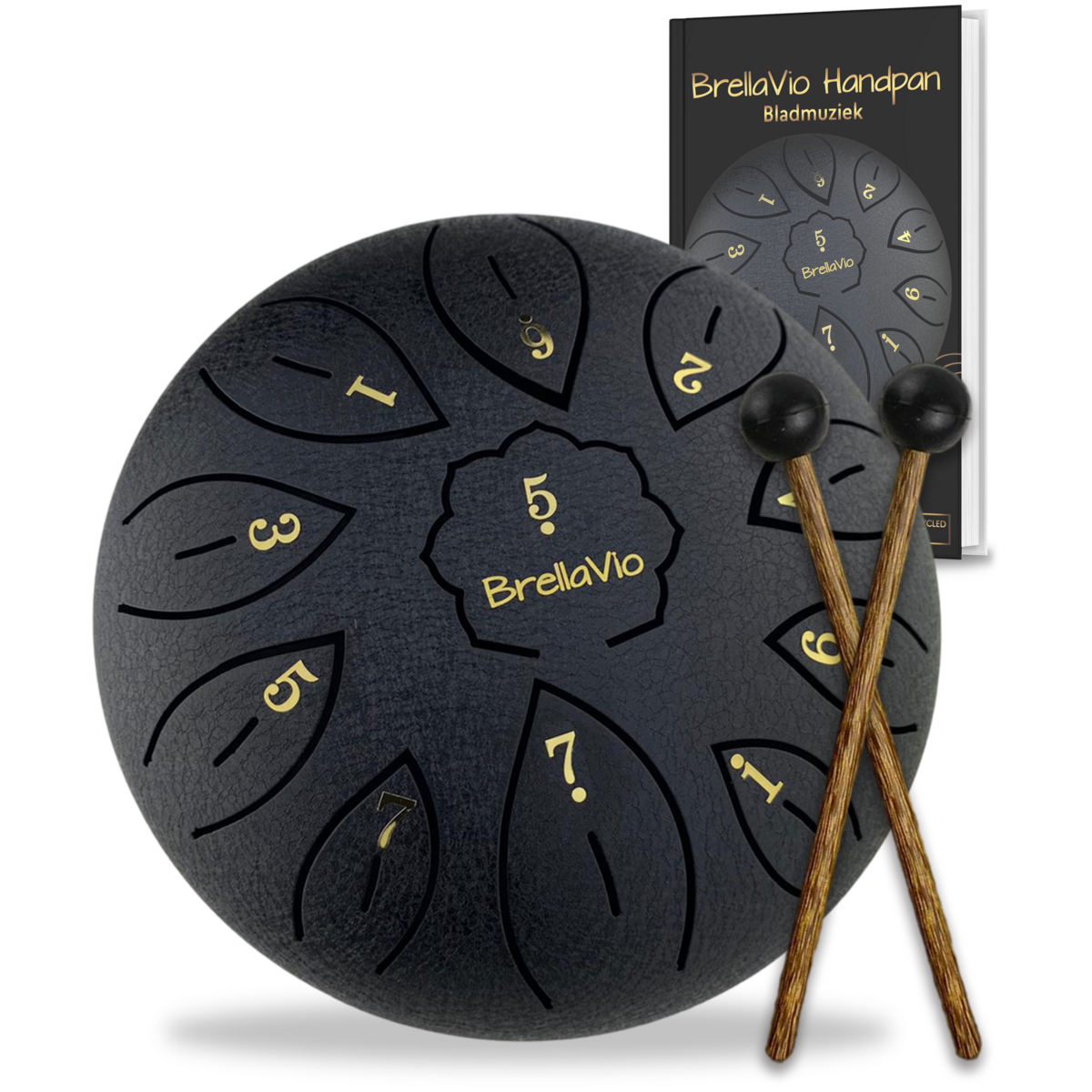 BrellaVio Handpan with Lesson Book - Black - 16cm